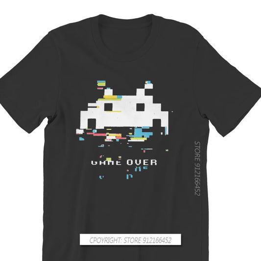 Glitch Space Invaders T-Shirt – Retro Arcade Shooter Tee for Men