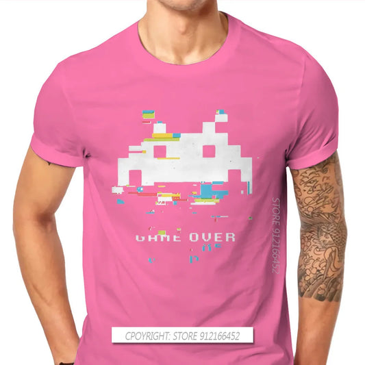 Glitch Space Invaders T-Shirt – Retro Arcade Shooter Tee for Men
