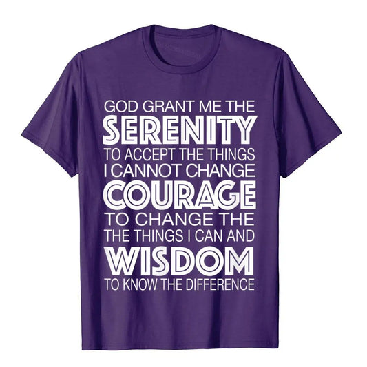 Serenity Prayer T-Shirt – Alcoholics Anonymous 12-Step Program Cotton Tee for Men