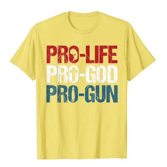 Pro Life Pro God Pro Gun T-Shirt – USA Patriot Oversized Cotton Tee for Men