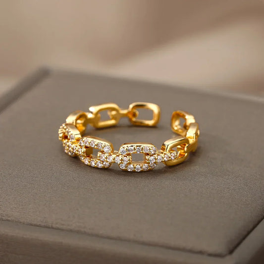 Classic Twist Chain Open Rings for Women