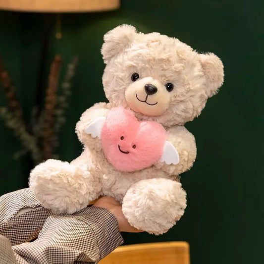 25cm Cute Angel Holding Heart Little Bear Plush Doll – Romantic Valentine’s Day Gift