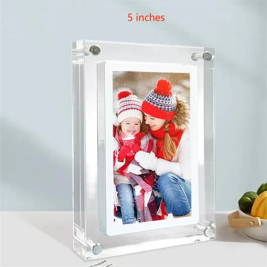 Acrylic Digital Photo Frame – 5/7 Inch IPS Display with Auto-Rotation, 4GB Memory & 1000mAh Battery