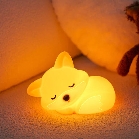 Fox Night Light – USB Rechargeable Silicone Lamp for Decor, Travel & Gifts