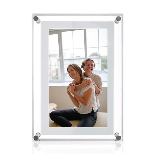 Acrylic Digital Photo Frame – 5/7 Inch IPS Display with Auto-Rotation, 4GB Memory & 1000mAh Battery