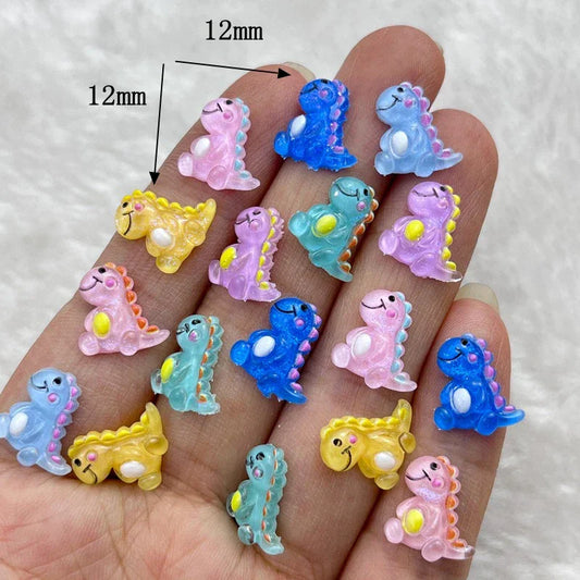 50Pcs Cute 12mm Mini Cartoon Dinosaur Resin Flatbacks – DIY Jewelry, Manicure & Hair Accessories