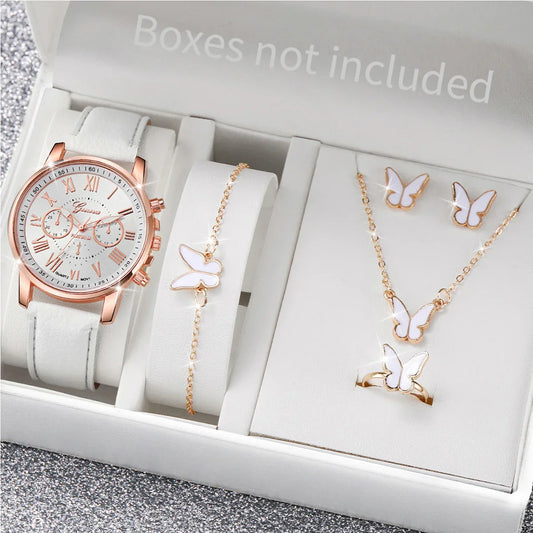 5/6PCS Fashion Women's Quartz Watch Jewelry Set
