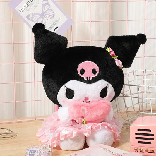 25cm Sanrio Strawberry Kuromi Plush Pillow – Soft Stuffed Toy for Girls & Gifts