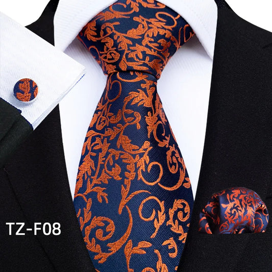 Luxury Paisley Tie & Handkerchief Set – Men's Suit Accessory with Cufflinks & Pocket Square
