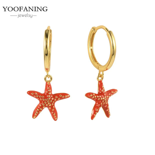 925 Sterling Silver Red Series Hoop Earrings – Red Zircon Love, Strawberry & Starfish Design