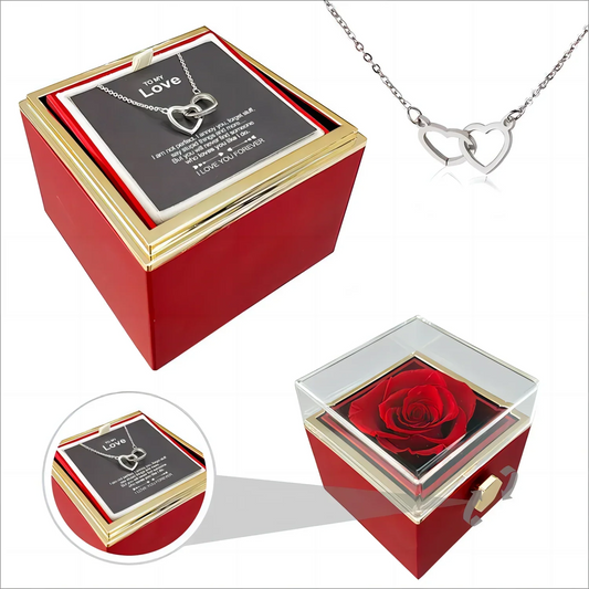 ETERNAL ROSE Jewelry Box – Personalized Heart Pendant Name Necklace for Women