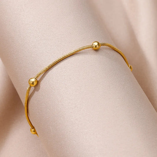 Vintage Anklets for Women – Stainless Steel Beaded Chain Leg Bracelets