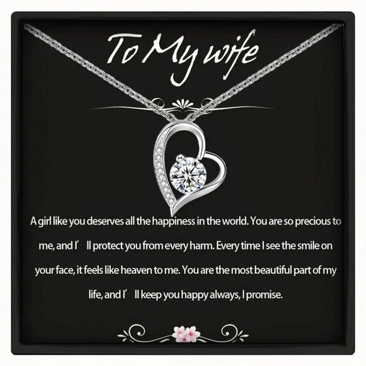 Elegant Copper Heart Pendant Necklace – Romantic Gift with Box & Blessing Card